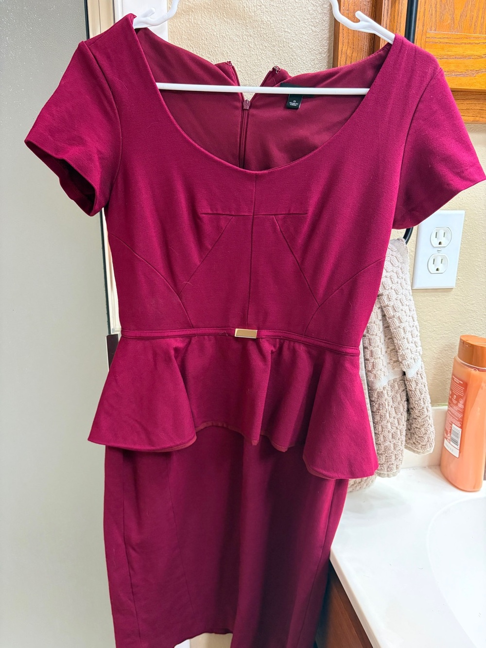 Ann Taylor Peplum Sheath Dress in Deep Berry